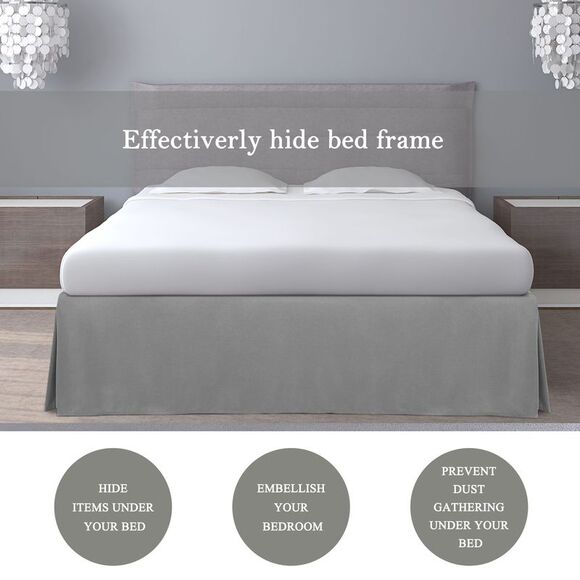 Pleated Bed Skirt Classic Polyester Dust Ruffled with 14 Inch Drop Dark Gray - Picture 5 of 6